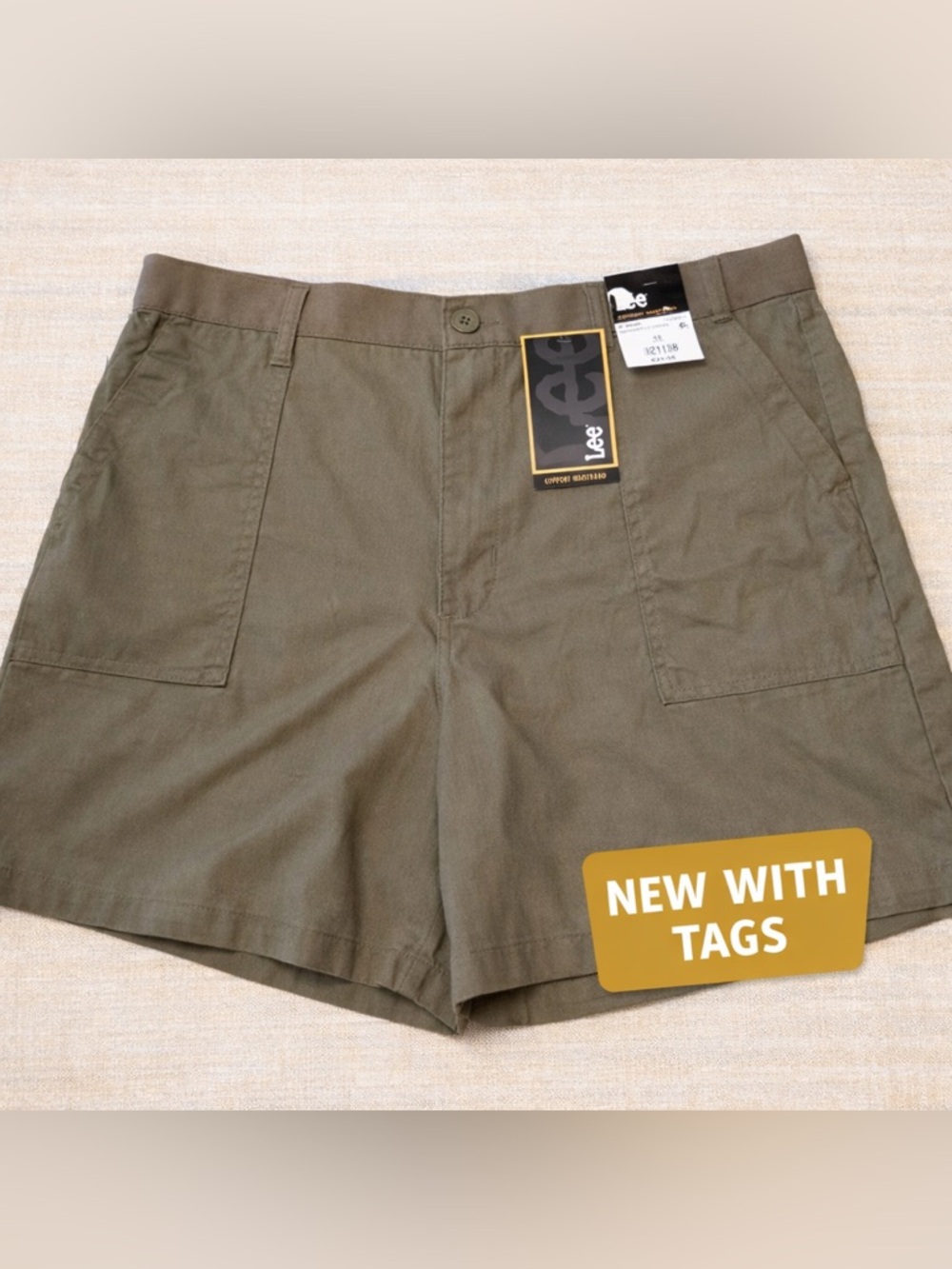 Lee Comfort Waistband Olive Green 6” Shorts Size 18 NWT Stretch